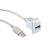 USB 2.0 特优型线缆组件, A 型母头面板安装耦合器 / A 型公头, 120in/ 3.0m, 浅灰色的图片
