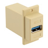 USB3.0转接头/耦合器，ECF法兰式接线板安装，A型母头/A型母头，ABS外壳，乳白色的图片