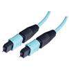 MPO w/ pins to MPO w/ pins, 6 Fiber Ribbon, OM3 10G 50/125 Multimode, OFNR Jacket, Aqua, 5.0m的图片