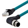 Category 5e M12 4 Position D code Double Shielded Industrial Cable, Right Angle M12 M / RJ45, 15.0m的图片
